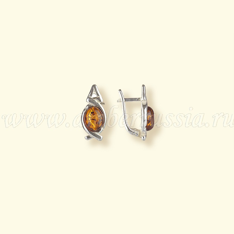 Серьги Посеребрение, янтарь